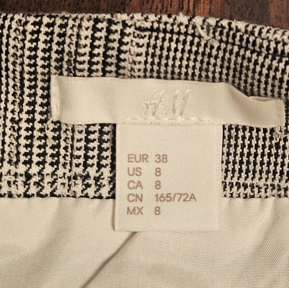 H&M Gray Plaid Houndstooth Fauz Wrap Asymmetric Mini Skirt Metal Ring  8 Preppy - Picture 8 of 11